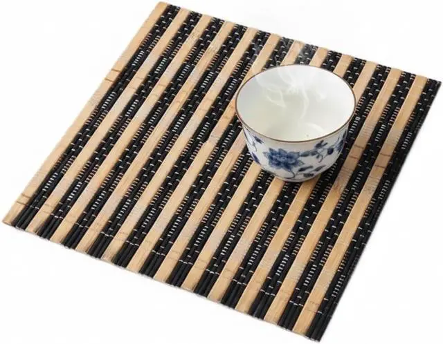 Main image of Leadigol Set of 4 Bamboo Placemats Teacup Mat Multipurpose Tea Tableware Pad Insulation Waterproof Table Mats for Dining Room and Kitchen