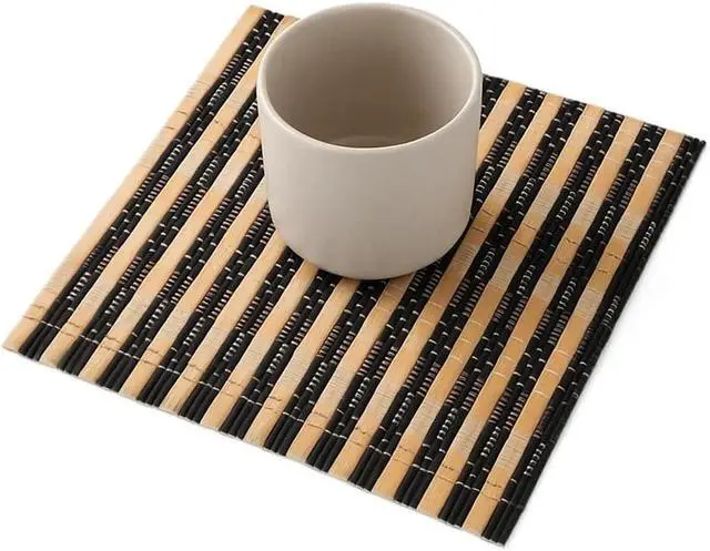 Alt view image 2 of 2 - Leadigol Set of 4 Bamboo Placemats Teacup Mat Multipurpose Tea Tableware Pad Insulation Waterproof Table Mats for Dining Room and Kitchen