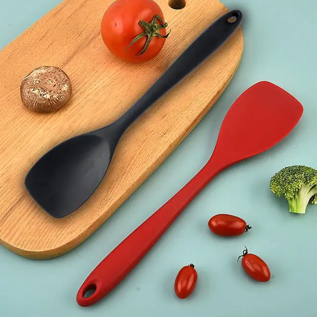 Alt view image 5 of 7 - 2 Pcs Silicone Spatula Spoon Set, Heat Resistant Spoonula & Flexible Scrapers for Baking Mixing, Non-Stick Kitchen Utensils - Seamless Soft Cooking Scoop, Serving Spatula for Bowls, Cookware