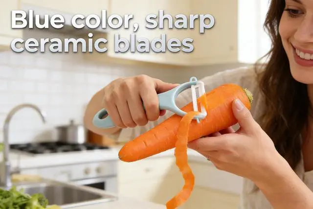 Alt view image 3 of 7 - Ceramic Y-Peeler Set, 2-Pack Rust-Proof Vegetable & Fruit Peelers | Ceramic blades, rust-proof, Y-shaped, ergonomic, dishwasher safe, for potatoes, apples, carrots, kitchens