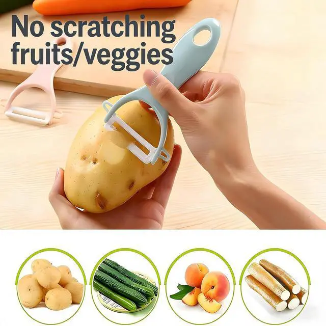Alt view image 5 of 7 - Ceramic Y-Peeler Set, 2-Pack Rust-Proof Vegetable & Fruit Peelers | Ceramic blades, rust-proof, Y-shaped, ergonomic, dishwasher safe, for potatoes, apples, carrots, kitchens