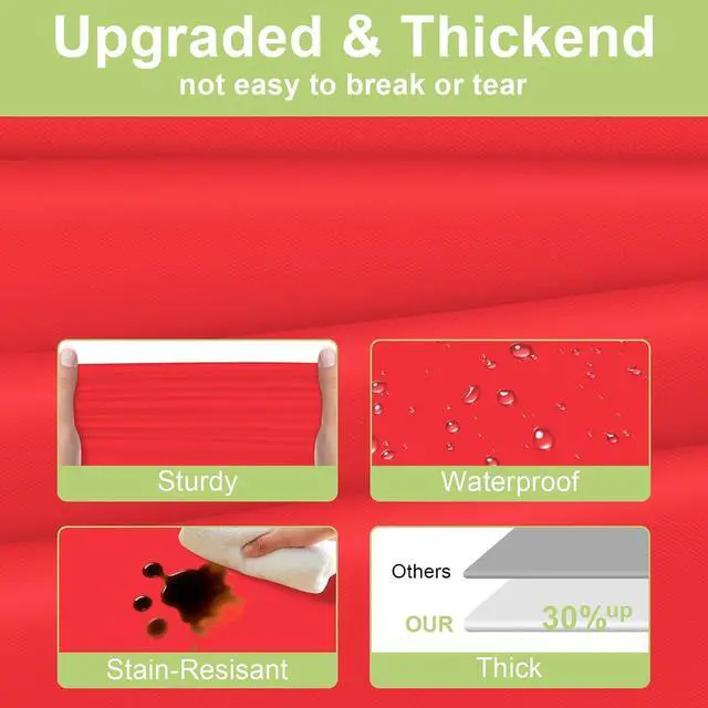 Alt view image 3 of 7 - QIKSION Red Plastic Table Cloth Disposable 2 Pack, 54 x 108 Inch Tablecloths for Valentines, Mothers Day, Birthday Party, Christmas Decorations, Rectangle Table Cover