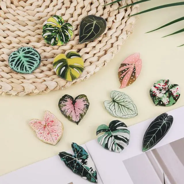 Alt view image 3 of 7 - 12pcs Leaf Shaped Plant Fridge Magnets Plant Lovers Gifts | Decorative Refrigerator Magnets for Kitchen Office School Locker Home Decor, Funny Gift Idea for Housewarming Birthday