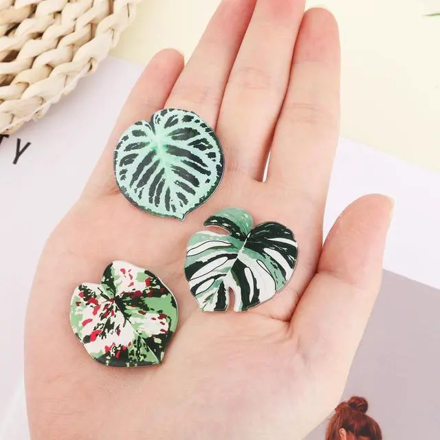 Alt view image 4 of 7 - 12pcs Leaf Shaped Plant Fridge Magnets Plant Lovers Gifts | Decorative Refrigerator Magnets for Kitchen Office School Locker Home Decor, Funny Gift Idea for Housewarming Birthday