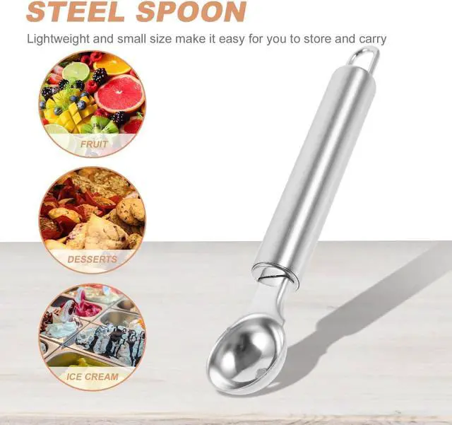Alt view image 2 of 7 - Stainless Steel Melon Baller and Ice Cream Scoop 6.7 Inch Long Handle Fruit Scooper Kitchen Dessert Watermelon Scooper Ice Cream Baller for Dig Pulp Separator