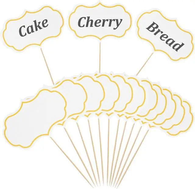 Main image of Nogeqi 50 Pieces Food Signs for Buffet Cheese Markers Food Labels for Party, Foods Tags Toothpick Flags Cupcake Picks Blank for Charcuterie Wedding Birthday Party Decorations (White)