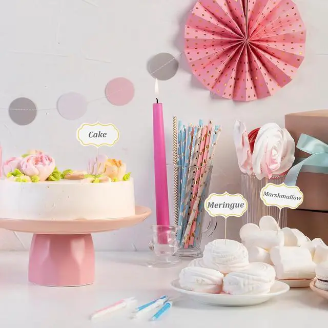 Alt view image 4 of 7 - Nogeqi 50 Pieces Food Signs for Buffet Cheese Markers Food Labels for Party, Foods Tags Toothpick Flags Cupcake Picks Blank for Charcuterie Wedding Birthday Party Decorations (White)