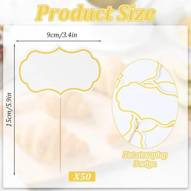 Alt view image 2 of 7 - Nogeqi 50 Pieces Food Signs for Buffet Cheese Markers Food Labels for Party, Foods Tags Toothpick Flags Cupcake Picks Blank for Charcuterie Wedding Birthday Party Decorations (White)