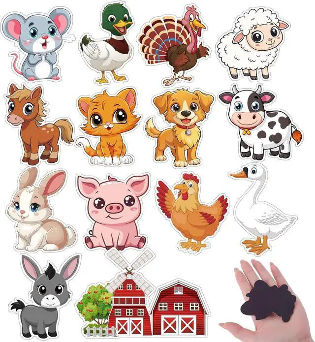 Main image of 14Pcs Wooden Farm Magnetic Animals Large Size Fridge Magnets for Kids | 2.36IN x 1.96IN Wooden Cute Animal Magnets for Refrigerator Whiteboard Early Education Boys Girls Gifts