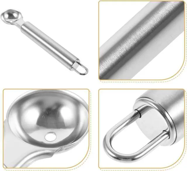 Alt view image 7 of 7 - Stainless Steel Melon Baller and Ice Cream Scoop 6.7 Inch Long Handle Fruit Scooper Kitchen Dessert Watermelon Scooper Ice Cream Baller for Dig Pulp Separator