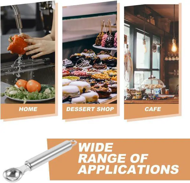 Alt view image 5 of 7 - Stainless Steel Melon Baller and Ice Cream Scoop 6.7 Inch Long Handle Fruit Scooper Kitchen Dessert Watermelon Scooper Ice Cream Baller for Dig Pulp Separator