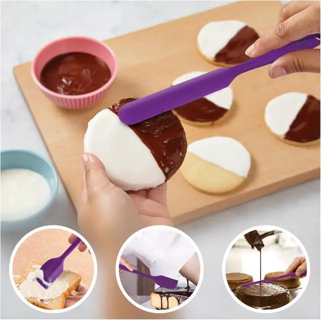 Alt view image 3 of 7 - HOTEC 600 Heat Resistant BPA-Free Silicone Rubber Spatula Set for Baking, Cooking, and Mixing Non Stick Dishwasher Safe, Purple Set of 5