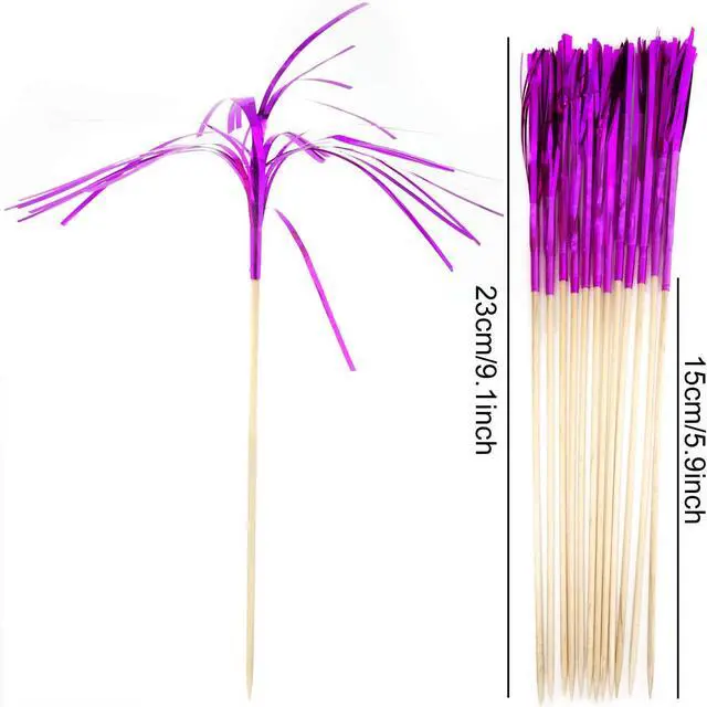 Alt view image 2 of 7 - Honbay 100PCS Creative Fireworks Shaped Fruit Sticks Cupcake Picks Cocktail Picks Firework Cupcake Toppers Foil Frill Toothpicks Christmas Cake Decorations