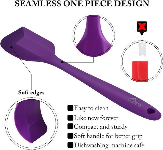 Alt view image 5 of 7 - HOTEC 600 Heat Resistant BPA-Free Silicone Rubber Spatula Set for Baking, Cooking, and Mixing Non Stick Dishwasher Safe, Purple Set of 5