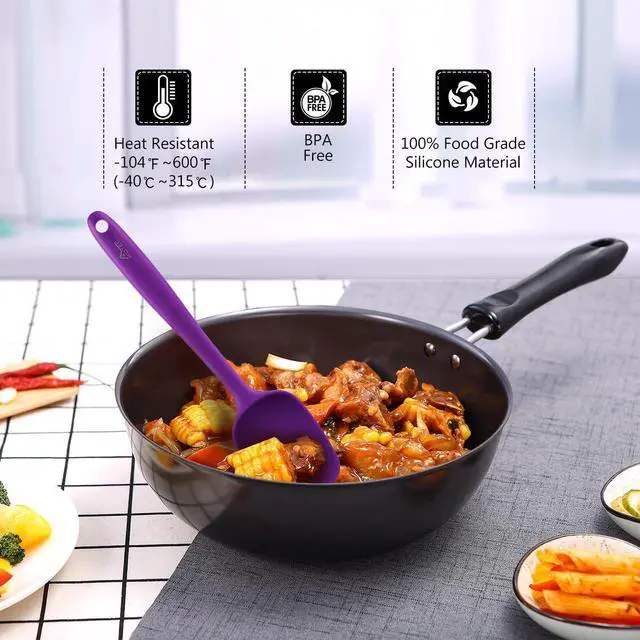Alt view image 4 of 7 - HOTEC 600 Heat Resistant BPA-Free Silicone Rubber Spatula Set for Baking, Cooking, and Mixing Non Stick Dishwasher Safe, Purple Set of 5