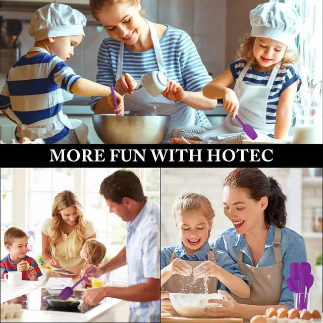 Alt view image 6 of 7 - HOTEC 600 Heat Resistant BPA-Free Silicone Rubber Spatula Set for Baking, Cooking, and Mixing Non Stick Dishwasher Safe, Purple Set of 5
