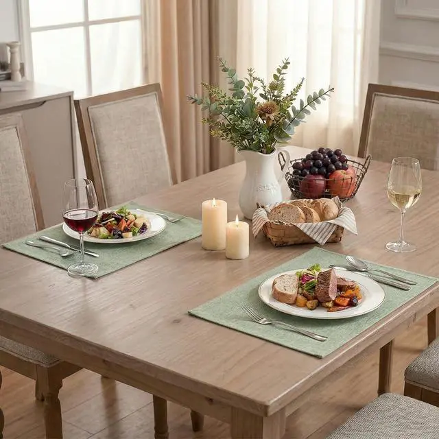 Alt view image 2 of 7 - Artoid Mode Sage Green Placemats Set of 4, 12x18 Inch Spring Summer Washable Holiday Table Mats for Party Kitchen Dining Decoration