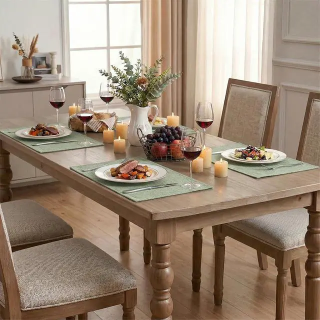 Alt view image 5 of 7 - Artoid Mode Sage Green Placemats Set of 4, 12x18 Inch Spring Summer Washable Holiday Table Mats for Party Kitchen Dining Decoration