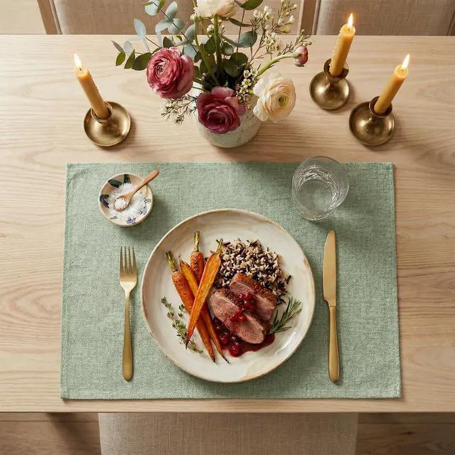 Alt view image 4 of 7 - Artoid Mode Sage Green Placemats Set of 4, 12x18 Inch Spring Summer Washable Holiday Table Mats for Party Kitchen Dining Decoration