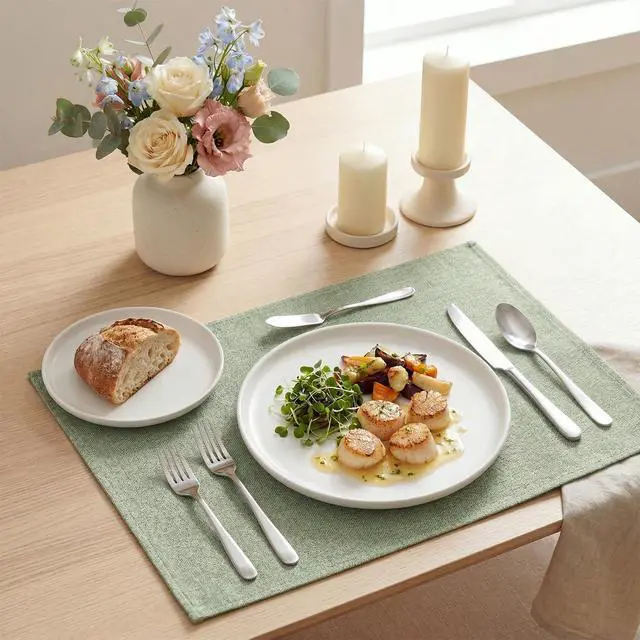Alt view image 3 of 7 - Artoid Mode Sage Green Placemats Set of 4, 12x18 Inch Spring Summer Washable Holiday Table Mats for Party Kitchen Dining Decoration