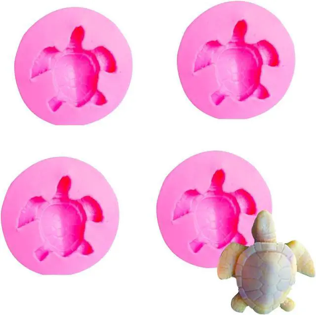 Main image of 4 PCS 3D Tortoise Sea Turtle Silicone Mold for DIY Ice Cube Handmade Ice Cream Pudding Cupcake Cake Topper Decoration Soap Mould Candy Chocolate Crystal Jelly Shots Fondant Mold Desserts Gum Paste