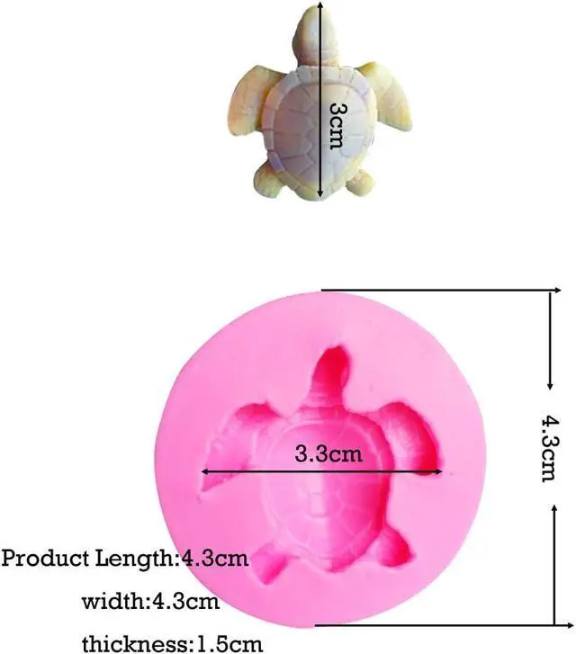 Alt view image 2 of 5 - 4 PCS 3D Tortoise Sea Turtle Silicone Mold for DIY Ice Cube Handmade Ice Cream Pudding Cupcake Cake Topper Decoration Soap Mould Candy Chocolate Crystal Jelly Shots Fondant Mold Desserts Gum Paste