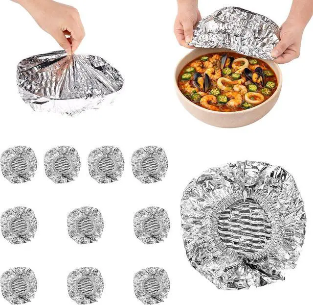 Main image of 20pcs Reusable Aluminum Foil Food Covers20cm/7.87inch | Premium Pop Up Foil Food Covers Universal Kitchen Heat Shield Lids for Bowls Plates Storage Containers, Silver