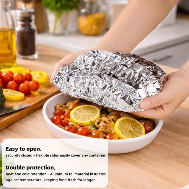 Alt view image 3 of 7 - 20pcs Reusable Aluminum Foil Food Covers20cm/7.87inch | Premium Pop Up Foil Food Covers Universal Kitchen Heat Shield Lids for Bowls Plates Storage Containers, Silver
