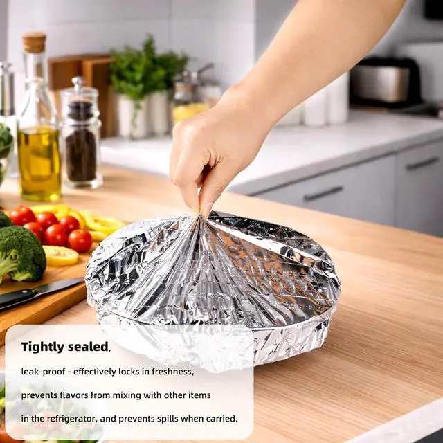 Alt view image 4 of 7 - 20pcs Reusable Aluminum Foil Food Covers20cm/7.87inch | Premium Pop Up Foil Food Covers Universal Kitchen Heat Shield Lids for Bowls Plates Storage Containers, Silver