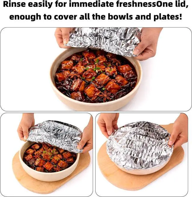 Alt view image 6 of 7 - 20pcs Reusable Aluminum Foil Food Covers20cm/7.87inch | Premium Pop Up Foil Food Covers Universal Kitchen Heat Shield Lids for Bowls Plates Storage Containers, Silver