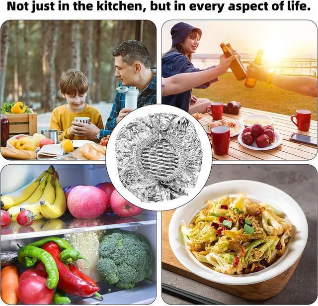 Alt view image 7 of 7 - 20pcs Reusable Aluminum Foil Food Covers20cm/7.87inch | Premium Pop Up Foil Food Covers Universal Kitchen Heat Shield Lids for Bowls Plates Storage Containers, Silver