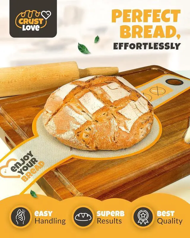 Alt view image 2 of 6 - CRUSTLOVE 2-Pack Silicone Bread Slings for Safe Lifting from Dutch Ovens | 2 Sourdough Baking Mats in Non-Stick Silicone, Heat Resistant to 480°F, Reusable and Dishwasher Safe for Bread Pans & Baking