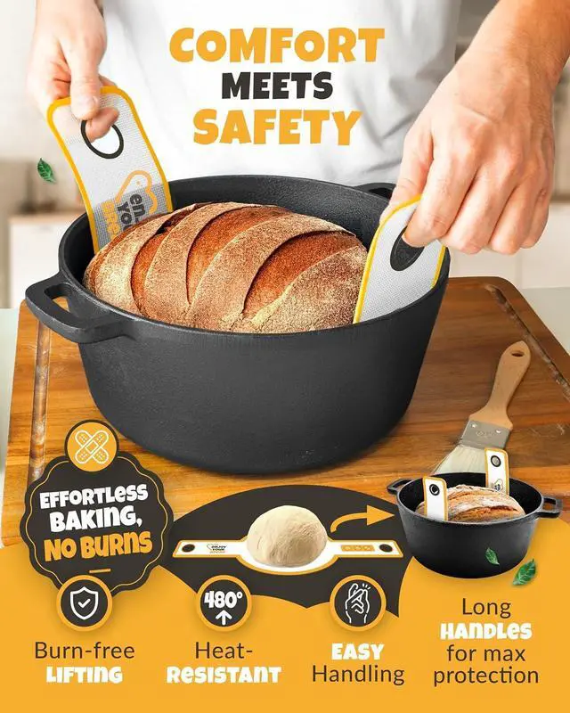 Alt view image 5 of 6 - CRUSTLOVE 2-Pack Silicone Bread Slings for Safe Lifting from Dutch Ovens | 2 Sourdough Baking Mats in Non-Stick Silicone, Heat Resistant to 480°F, Reusable and Dishwasher Safe for Bread Pans & Baking