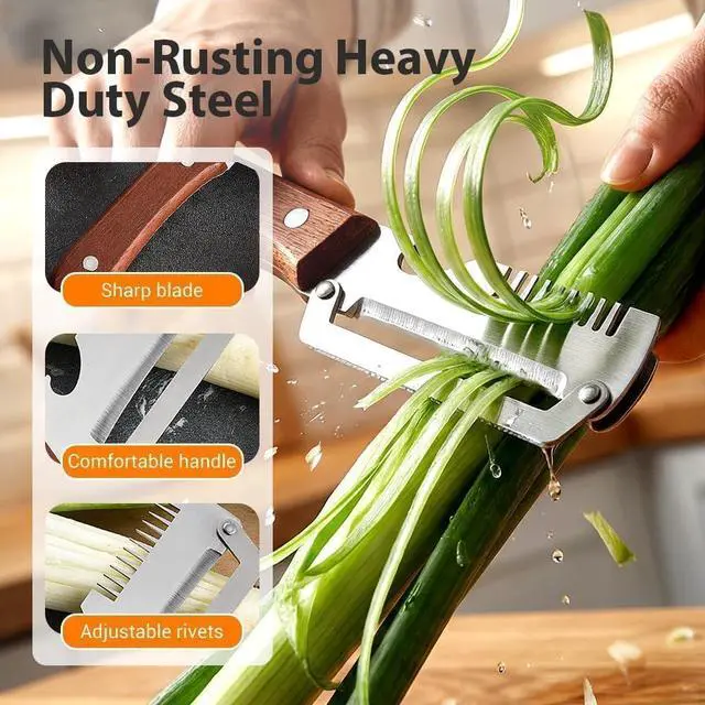 Alt view image 2 of 6 - 2PCS Multifunction Vegetable Peeler for Kitchen, Stainless Steel Fruit & Potato Peeler with Bottle Opener and Wooden Handle, 3-in-1 Kitchen Gadget for Carrot, Pumpkin, Cucumber and Veggie