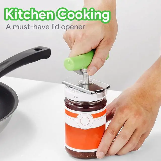 Alt view image 5 of 7 - 2Pcs Jar Can Opener for Seniors with Arthritis, Bottle Opener for Weak Hands, Kitchen Gadget With Lid Opener Tool, Adjustable Grip Stainless Steel for Opening, Fits 1-4 Inch (Green+White)