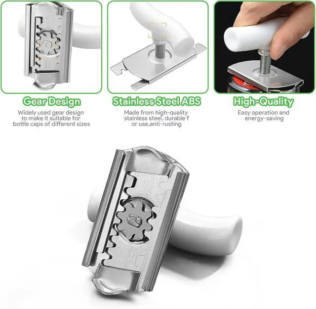 Alt view image 7 of 7 - 2Pcs Jar Can Opener for Seniors with Arthritis, Bottle Opener for Weak Hands, Kitchen Gadget With Lid Opener Tool, Adjustable Grip Stainless Steel for Opening, Fits 1-4 Inch (Green+White)
