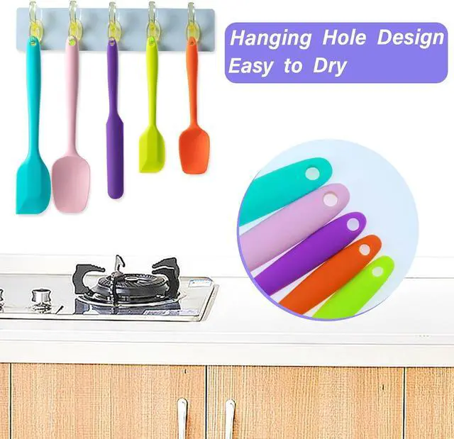 Alt view image 4 of 7 - Silicone Spatula Set,5 Piece Food Grade Rubber Spatulas,Double-Green | Spatulas Silicone Heat Resistant for Baking,Cooking,and Mixing High Heat Resistant Non Stick Dishwasher Safe BPA-Free