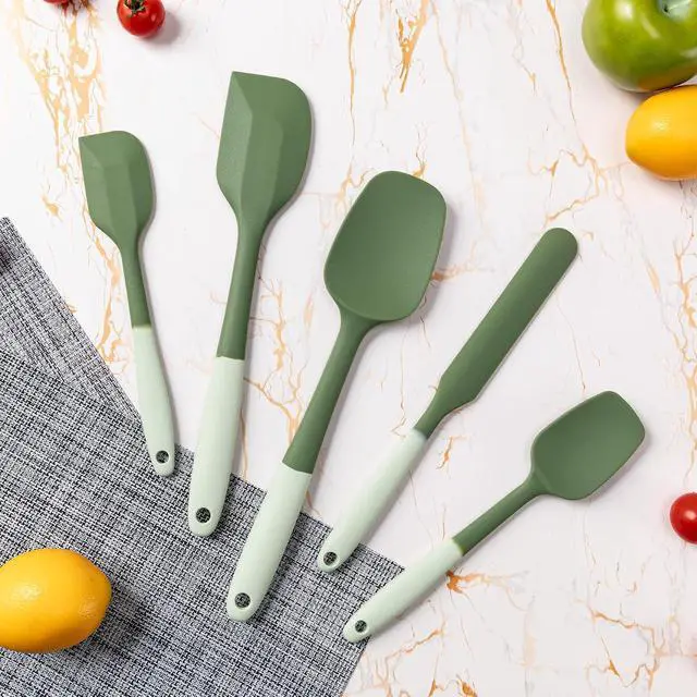 Alt view image 6 of 7 - Silicone Spatula Set,5 Piece Food Grade Rubber Spatulas,Double-Green | Spatulas Silicone Heat Resistant for Baking,Cooking,and Mixing High Heat Resistant Non Stick Dishwasher Safe BPA-Free