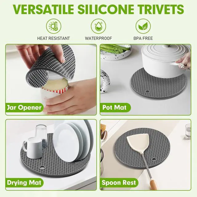 Alt view image 3 of 6 - Silicone Trivets for Hot Dishes, Food-Grade Silicone, BPA Free 4PCS | It Can Be Placed on Kitchen Countertops, Dining Tables, or in Pots to Prevent Burns, and Is Dishwasher-Safe.