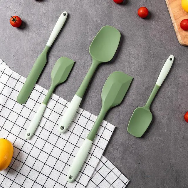 Alt view image 7 of 7 - Silicone Spatula Set,5 Piece Food Grade Rubber Spatulas,Double-Green | Spatulas Silicone Heat Resistant for Baking,Cooking,and Mixing High Heat Resistant Non Stick Dishwasher Safe BPA-Free
