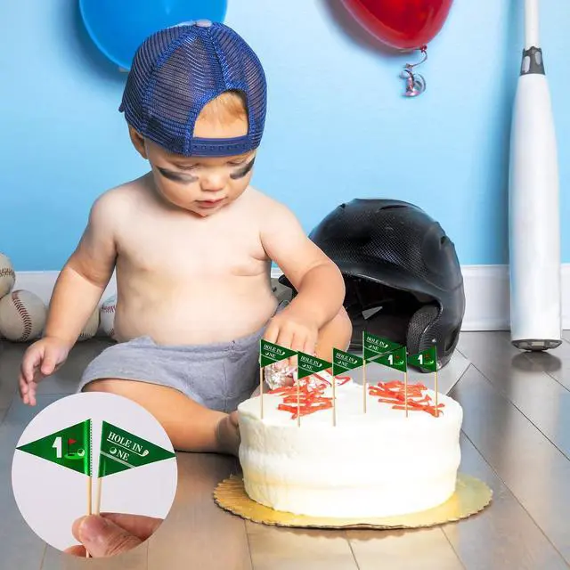 Alt view image 5 of 7 - 50pcs Golf Themed Toothpick Flags, Hole in One 1st Birthday Golf Tee Flag Cocktail Picks, Mini Appetizers Stick, Food Skewers, Cupcake Cake Toppers, for Baby Shower 1st Birthday Party Bar Decorations