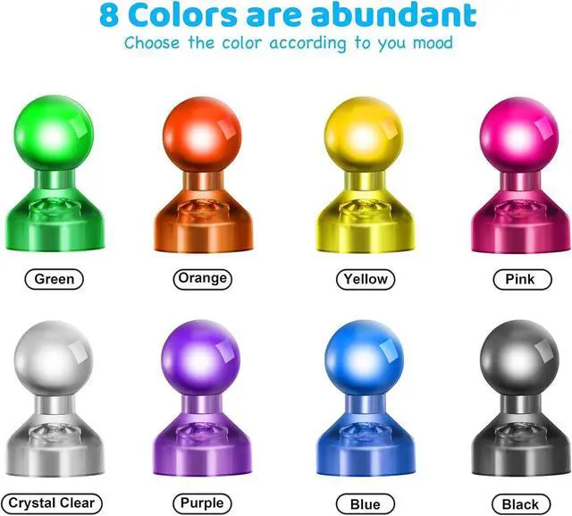 Alt view image 3 of 7 - HongyiTime 90 PCS Colorful Strong Magnetic Push Pin Magnets, Office / Classroom Magnets,8 Assorted Color, Perfect to use as Kitchen Home and School, Map Magnets,Whiteboard Magnets