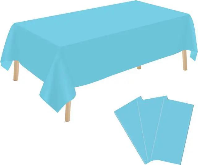 Main image of YSYJ 3 Pack Light Blue Plastic Tablecloth Disposable Rectangular Table Cloth 54 x 108 Inch Table Cover for Parties
