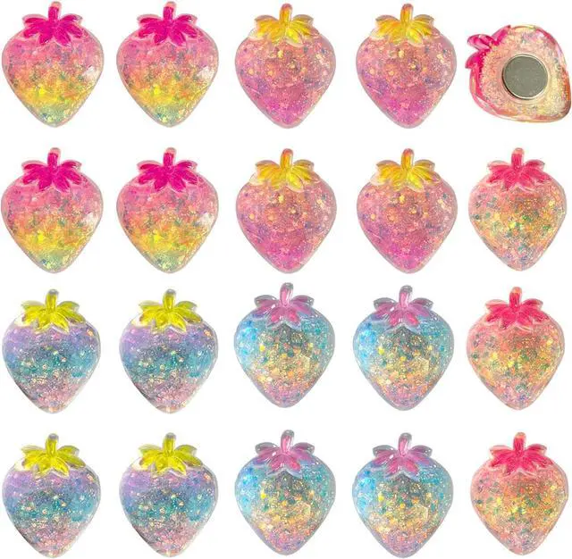 Main image of 30 Pcs 3D Strawberry Cute Fridge Magnets for Kitchen, Office, Locker Colourful Fridge Magnet Decoration (Colorful)