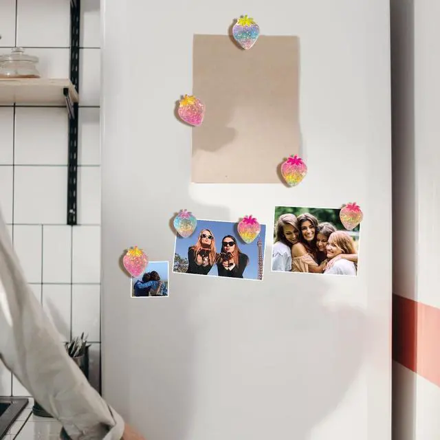 Alt view image 5 of 6 - 30 Pcs 3D Strawberry Cute Fridge Magnets for Kitchen, Office, Locker Colourful Fridge Magnet Decoration (Colorful)