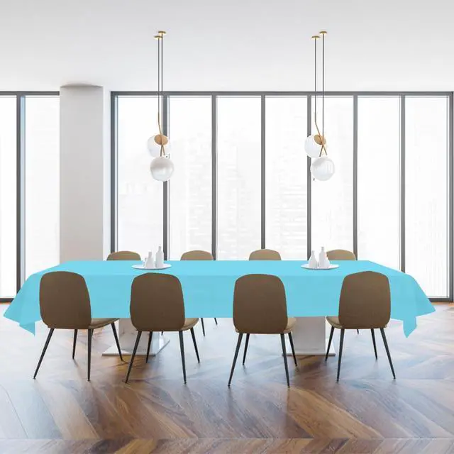Alt view image 7 of 7 - YSYJ 3 Pack Light Blue Plastic Tablecloth Disposable Rectangular Table Cloth 54 x 108 Inch Table Cover for Parties
