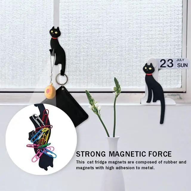 Alt view image 4 of 6 - Ouliget Cute Magnetic Hooks for Refrigerator,3D Cat Office Magnets with Tail Hook,Multifunction 2 in 1 Refrigerator Hook for Whiteboard Kitchen Office Photo Memo Room Decoration