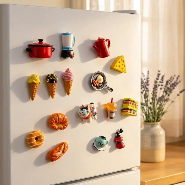 Alt view image 5 of 7 - 5 Pcs Mini Kitchen Fridge Magnets, Cute 3D Food Magnets for Home Decor | Cute mini kitchen magnets with 3D resin designs. Add fun style to refrigerators, lockers, offices, and magnetic boards.