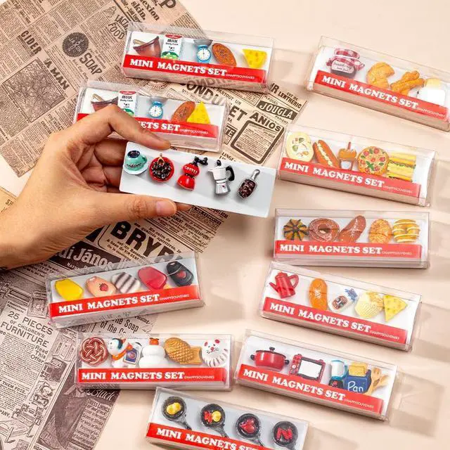 Alt view image 7 of 7 - 5 Pcs Mini Kitchen Fridge Magnets, Cute 3D Food Magnets for Home Decor | Cute mini kitchen magnets with 3D resin designs. Add fun style to refrigerators, lockers, offices, and magnetic boards.