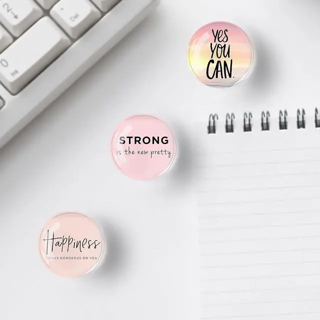 Alt view image 5 of 7 - 12Pcs Glass Strong Magnetic Refrigerator Magnet Fridge Sticker,Motivational Fridge Magnets Decoration for Crafts,Strong Fridge Magnets for Kitchen, School,Office Whiteboard, Cabinet and Dishwasher